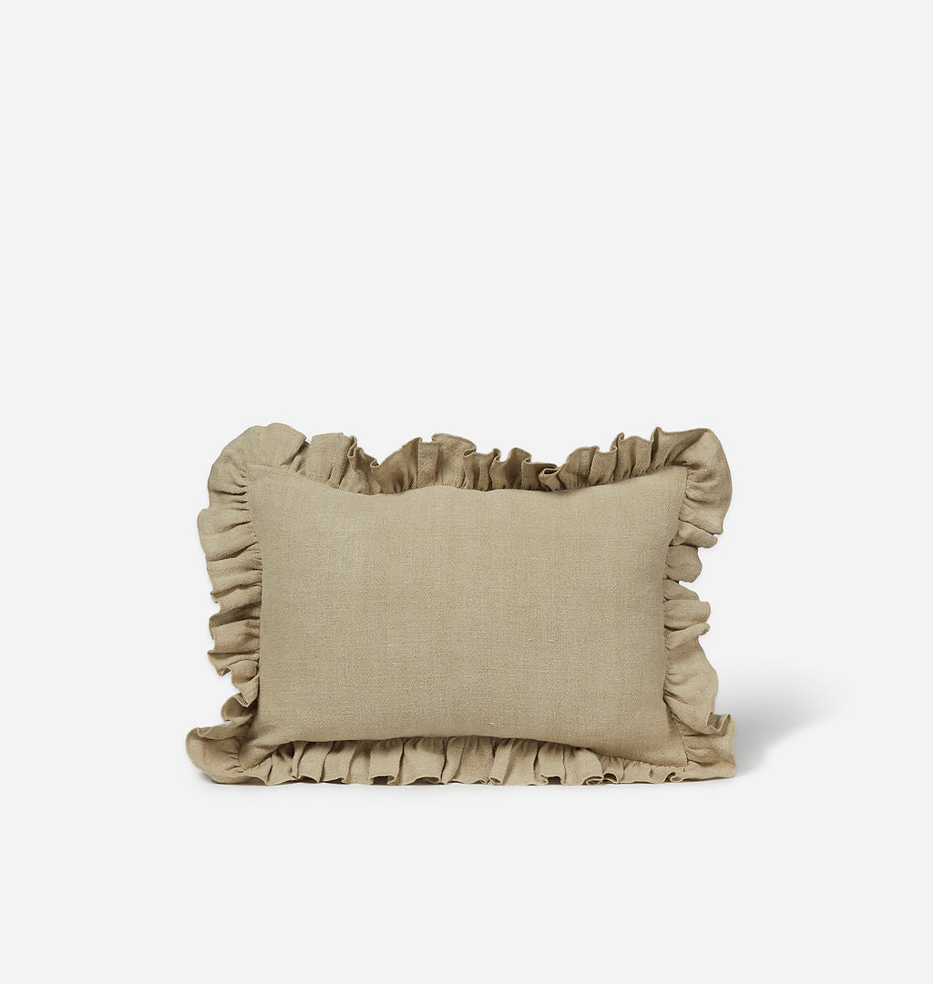 Anika Ruffle Lumbar Pillow 14" x 20" Cream