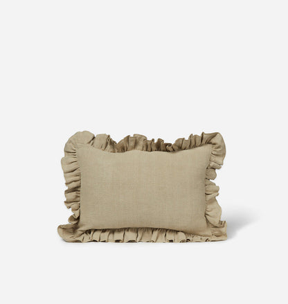 Anika Ruffle Lumbar Pillow 14" x 20" Cream