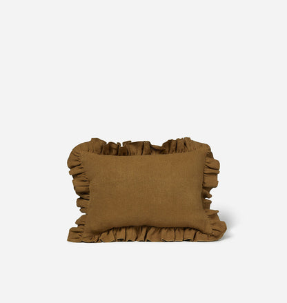 Anika Ruffle Lumbar Pillow 14" x 20" Mustard