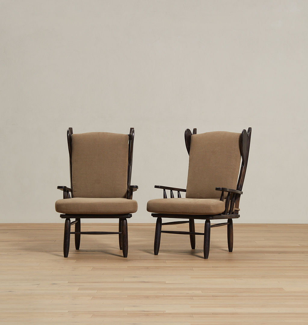 Antique Upholstered Armchair S/2 c.1960